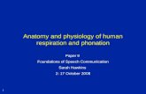 1 Anatomy and physiology of human respiration and phonation Paper 9 Foundations of Speech Communication Sarah Hawkins 2: 17 October 2008.