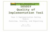 SOSOSY Quality of Implementation Tool Year 3 Implementation Rating Rubric Overview, Scoring, and Reporting May 2, 2015 META Associates.