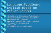 Language Typology: English based on Pinker (1997) Isolating vs Inflecting/ AglutinatingIsolating vs Inflecting/ Aglutinating Fixed-Word Order vs. Free.