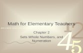 Math for Elementary Teachers Chapter 2 Sets Whole Numbers, and Numeration.