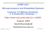 COMP3221 lec13-decision-I.1 Saeid Nooshabadi COMP 3221 Microprocessors and Embedded Systems Lectures 13: Making Decisions in C/Assembly Language - I cs3221.