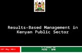 Results-Based Management in Kenyan Public Sector E. A Lubembe, HSC PSTD - OPM 23 rd May 2011.