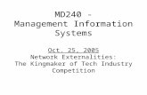 MD240 - Management Information Systems Oct. 25, 2005 Network Externalities: The Kingmaker of Tech Industry Competition.
