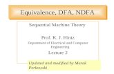 Equivalence, DFA, NDFA Sequential Machine Theory Prof. K. J. Hintz Department of Electrical and Computer Engineering Lecture 2 Updated and modified by.