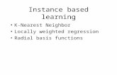 Instance based learning K-Nearest Neighbor Locally weighted regression Radial basis functions.