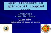 Spin transport in spin-orbit coupled bands Intrinsic contributions Qian Niu University of Texas at Austin.