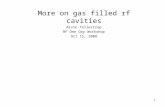 1 More on gas filled rf cavities Alvin Tollestrup RF One Day Workshop Oct 15, 2008.