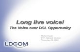 Long live voice! The Voice over DSL Opportunity Michel Paulin SVP, Network Division November 20, 2003.