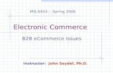 Electronic Commerce B2B eCommerce Issues MIS 6453 -- Spring 2006 Instructor: John Seydel, Ph.D.