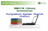 2009/10 Library Orientation Postgraduate Diploma (English Studies)