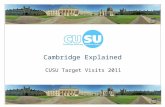Cambridge Explained CUSU Target Visits 2011. Cambridge Explained ● Academic Life ● Collegiate System ● Student Life ● Welfare ● What Next? Cambridge Explained.