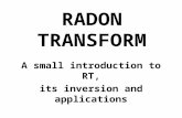 RADON TRANSFORM A small introduction to RT, its inversion and applications Jaromír Brum Kukal, 2009.