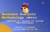 Business Analysis Methodology (MM543) Session 8: System of System Methodologies Andreas U Kuswara (akuswara@binus.ac.id)
