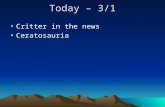 Today – 3/1 Critter in the news Ceratosauria.