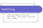 1 Auditing CSSE 490 Computer Security Mark Ardis, Rose-Hulman Institute May 3, 2004.