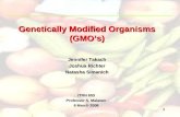 1 Genetically Modified Organisms (GMO’s) Jennifer Takach Joshua Richter Natasha Simanich ITRN 603 Professor S. Malawer 8 March 2006.