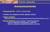 PTYS 214 – Spring 2011  Homework #8 – DUE in classToday  Grades are updated on D2L (please check)  Class website: .