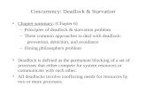 Concurrency: Deadlock & Starvation Chapter summary: (Chapter 6) –Principles of deadlock & starvation problem –Three common approaches to deal with deadlock: