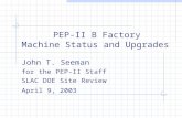 PEP-II B Factory Machine Status and Upgrades John T. Seeman for the PEP-II Staff SLAC DOE Site Review April 9, 2003.