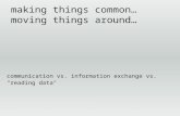 Making things common… moving things around… communication vs. information exchange vs. "reading data"
