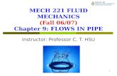 1 MECH 221 FLUID MECHANICS (Fall 06/07) Chapter 9: FLOWS IN PIPE Instructor: Professor C. T. HSU.