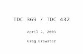 TDC 369 / TDC 432 April 2, 2003 Greg Brewster. Topics Math Review Probability â€“Distributions â€“Random Variables â€“Expected Values