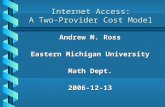 Internet Access: A Two-Provider Cost Model Andrew M. Ross Eastern Michigan University Math Dept. 2006-12-13.