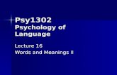 Psy1302 Psychology of Language Lecture 16 Words and Meanings II.