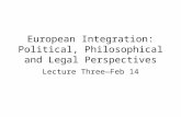 European Integration: Political, Philosophical and Legal Perspectives Lecture Three—Feb 14.