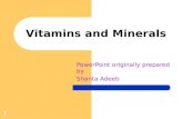 1 Vitamins and Minerals PowerPoint originally prepared by Shanta Adeeb.