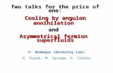 Two talks for the price of one: Cooling by angulon annihilation and Asymmetrical fermion superfluids P. Bedaque (Berkeley Lab) G. Rupak, M. Savage, H.