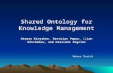 Shared Ontology for Knowledge Management Atanas Kiryakov, Borislav Popov, Ilian Kitchukov, and Krasimir Angelov Meher Shaikh.