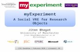 Jiten Bhagat University of Manchester jiten.bhagat@manchester.ac.uk @jitenbhagat myExperiment A Social VRE for Research Objects JISC Roadshow | February.