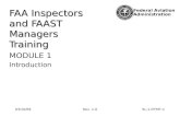 Federal Aviation Administration FAA Inspectors and FAAST Managers Training MODULE 1 Introduction 03/10/09Rev. 1.0SL-1-FIFMT-1.