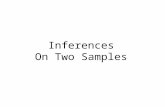 Inferences On Two Samples. Overview We continue with confidence intervals and hypothesis testing for more advanced models Models comparing two means –When.
