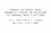 ENERGY OF FORCE-FREE MAGNETIC FIELDS IN RELATION TO CORONAL MASS EJECTIONS G.S. Choe and C.Z. Cheng ApJ 574, L179, 2002.