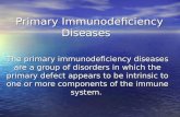 Primary Immunodeficiency Diseases Primary Immunodeficiency Diseases The primary immunodeficiency diseases are a group of disorders in which the primary.