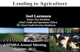 Joel Lorenzen Senior Vice President Chief Credit and Operations Officer Farm Credit Services Southwest Lending to Agriculture ASFMRA Annual Meeting October.