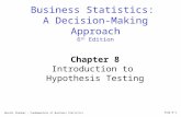 Murali Shanker – Fundamentals of Business Statisitcs Chap 8-1 Business Statistics: A Decision-Making Approach 6 th Edition Chapter 8 Introduction to Hypothesis.