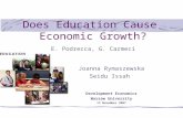 Does Education Cause Economic Growth? E. Podrecca, G. Carmeci Joanna Rymaszewska Seidu Issah Development Economics Warsaw University 13 November 2007.