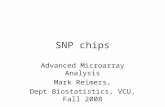SNP chips Advanced Microarray Analysis Mark Reimers, Dept Biostatistics, VCU, Fall 2008.