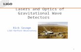 1 Lasers and Optics of Gravitational Wave Detectors Rick Savage LIGO Hanford Observatory.