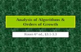 1 Analysis of Algorithms & Orders of Growth Rosen 6 th ed., §3.1-3.3.
