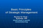Basic Principles of Strategic Management Review for Final – Business 189 Stuff that’s worth remembering.