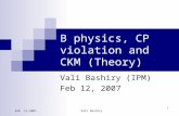 Feb 12,2007Vali Bashiry 1 B physics, CP violation and CKM (Theory) Vali Bashiry (IPM) Feb 12, 2007.