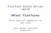 Platform based design 5KK70 MPSoC Platforms With special emphasis on the Cell Bart Mesman and Henk Corporaal.