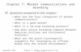 September 2001 Chapter 7: Market Communications and Branding1  Questions answered in this chapter: What are the four categories of market communications?