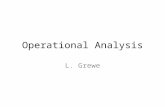 Operational Analysis L. Grewe. Operational Analysis Relationships that do not require any assumptions about the distribution of service times or inter-arrival.