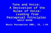 Tone and Voice: A Derivation of the Rules of Voice- Leading from Perceptual Principles DAVID HURON Music Perception 2001, 19, 1-64.