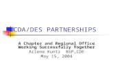 CDA/DES PARTNERSHIPS A Chapter and Regional Office Working Successfully Together Arlene Kuntz BSP,CDE May 15, 2004.